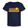 Michigan Baby T-Shirt - Organic Retro Sun Michigan Infant T-Shirt - dark navy