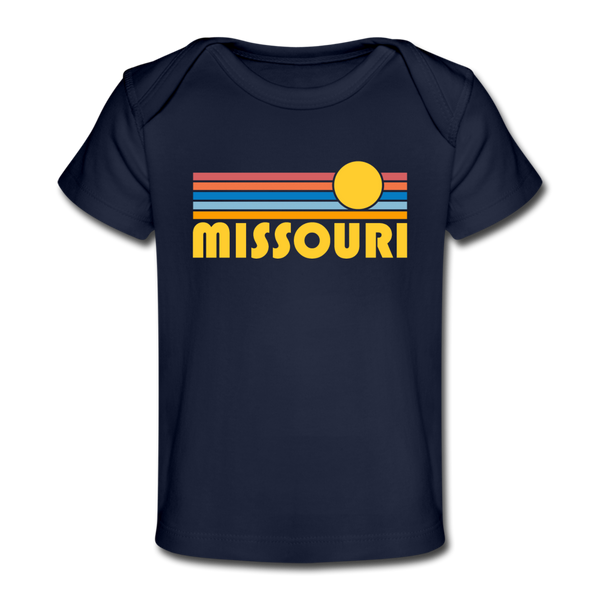 Missouri Baby T-Shirt - Organic Retro Sun Missouri Infant T-Shirt - dark navy