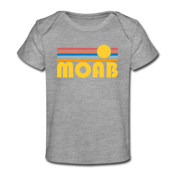 Moab, Utah Baby T-Shirt - Organic Retro Sun Moab Infant T-Shirt - heather gray
