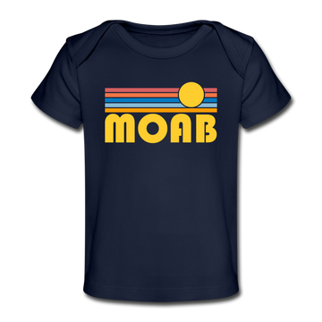 Moab, Utah Baby T-Shirt - Organic Retro Sun Moab Infant T-Shirt - dark navy