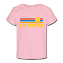 Portland, Oregon Baby T-Shirt - Organic Retro Sun Portland Infant T-Shirt - light pink