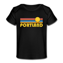 Portland, Oregon Baby T-Shirt - Organic Retro Sun Portland Infant T-Shirt - black