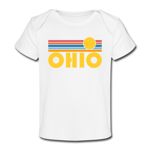 Ohio Baby T-Shirt - Organic Retro Sun Ohio Infant T-Shirt - white