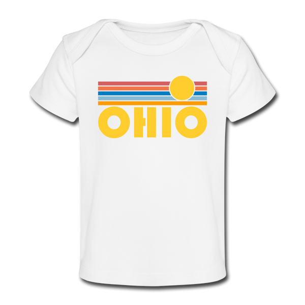 Ohio Baby T-Shirt - Organic Retro Sun Ohio Infant T-Shirt - white