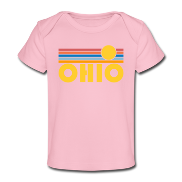 Ohio Baby T-Shirt - Organic Retro Sun Ohio Infant T-Shirt - light pink