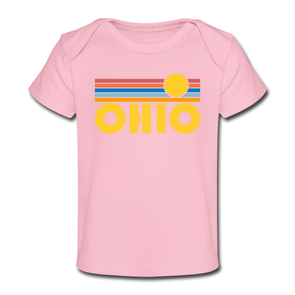 Ohio Baby T-Shirt - Organic Retro Sun Ohio Infant T-Shirt - light pink