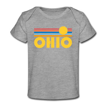 Ohio Baby T-Shirt - Organic Retro Sun Ohio Infant T-Shirt - heather gray