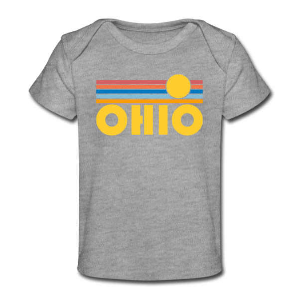 Ohio Baby T-Shirt - Organic Retro Sun Ohio Infant T-Shirt - heather gray