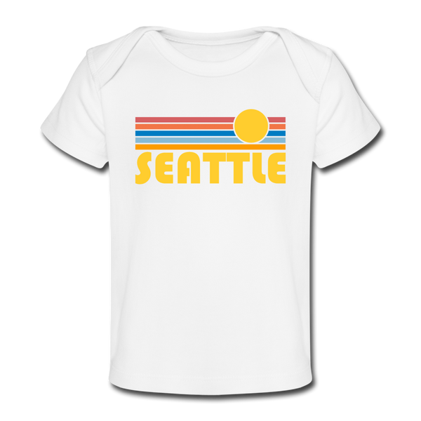 Seattle, Washington Baby T-Shirt - Organic Retro Sun Seattle Infant T-Shirt - white