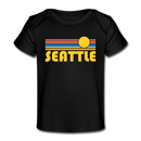 Seattle, Washington Baby T-Shirt - Organic Retro Sun Seattle Infant T-Shirt - black
