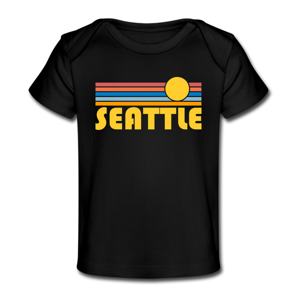 Seattle, Washington Baby T-Shirt - Organic Retro Sun Seattle Infant T-Shirt - black
