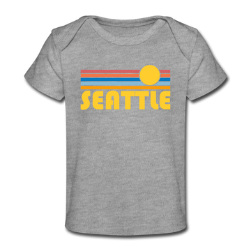 Seattle, Washington Baby T-Shirt - Organic Retro Sun Seattle Infant T-Shirt - heather gray