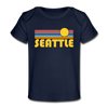 Seattle, Washington Baby T-Shirt - Organic Retro Sun Seattle Infant T-Shirt - dark navy