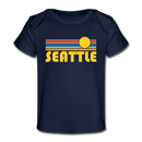 Seattle, Washington Baby T-Shirt - Organic Retro Sun Seattle Infant T-Shirt - dark navy