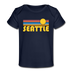 Seattle, Washington Baby T-Shirt - Organic Retro Sun Seattle Infant T-Shirt - dark navy