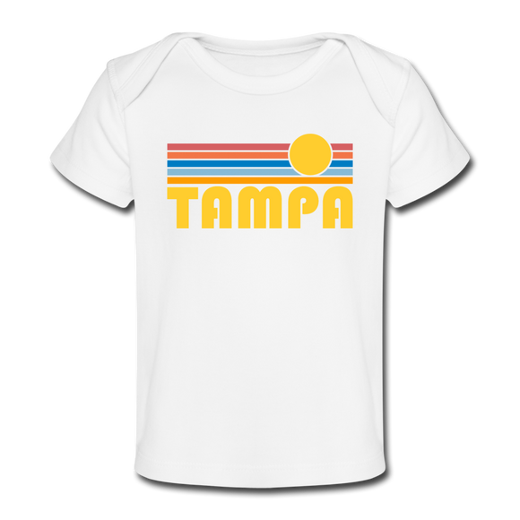 Tampa, Florida Baby T-Shirt - Organic Retro Sun Tampa Infant T-Shirt - white
