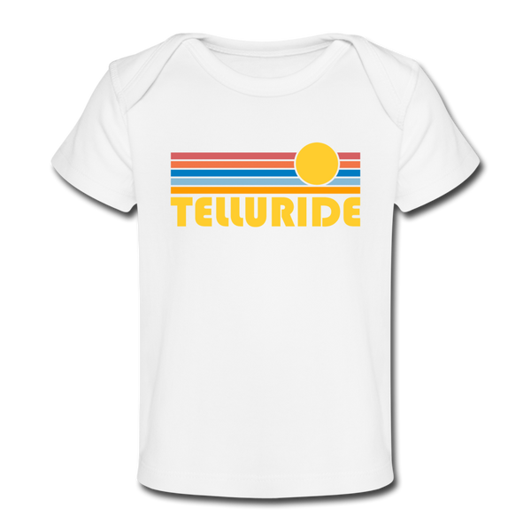 Telluride, Colorado Baby T-Shirt - Organic Retro Sun Telluride Infant T-Shirt - white