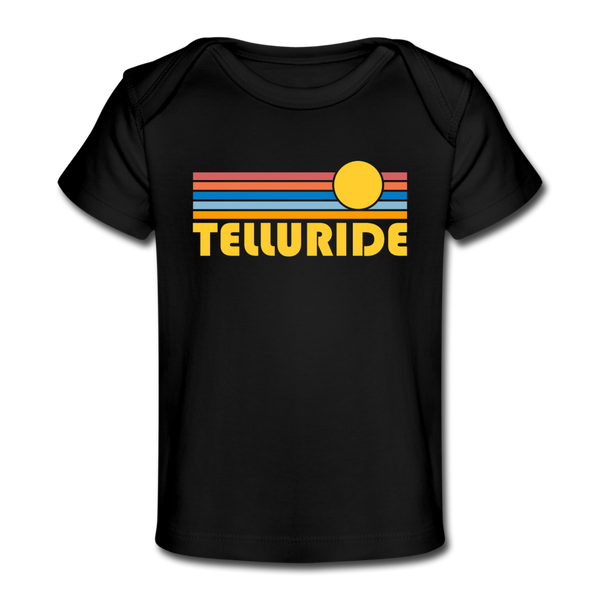 Telluride, Colorado Baby T-Shirt - Organic Retro Sun Telluride Infant T-Shirt - black
