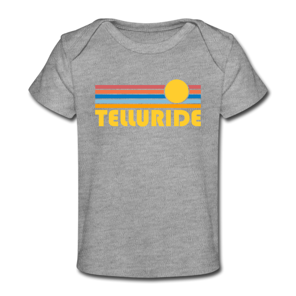 Telluride, Colorado Baby T-Shirt - Organic Retro Sun Telluride Infant T-Shirt - heather gray
