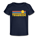 Telluride, Colorado Baby T-Shirt - Organic Retro Sun Telluride Infant T-Shirt - dark navy