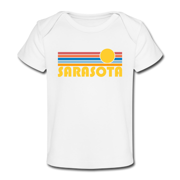 Sarasota, Florida Baby T-Shirt - Organic Retro Sun Sarasota Infant T-Shirt - white