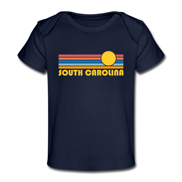 South Carolina Baby T-Shirt - Organic Retro Sun South Carolina Infant T-Shirt - dark navy