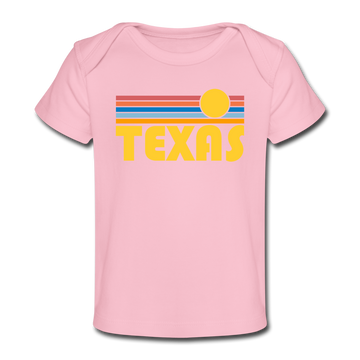 Texas Baby T-Shirt - Organic Retro Sun Texas Infant T-Shirt - light pink
