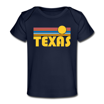 Texas Baby T-Shirt - Organic Retro Sun Texas Infant T-Shirt - dark navy