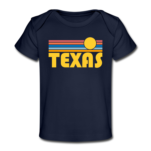 Texas Baby T-Shirt - Organic Retro Sun Texas Infant T-Shirt - dark navy