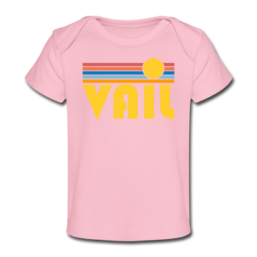 Vail, Colorado Baby T-Shirt - Organic Retro Sun Vail Infant T-Shirt - light pink