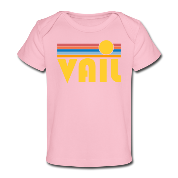 Vail, Colorado Baby T-Shirt - Organic Retro Sun Vail Infant T-Shirt - light pink