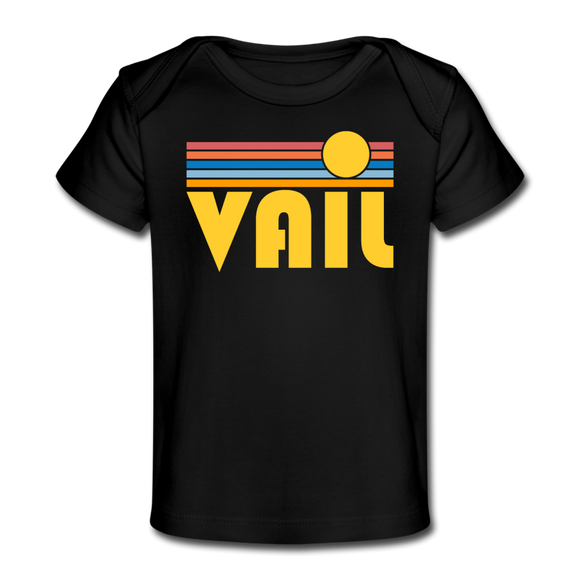 Vail, Colorado Baby T-Shirt - Organic Retro Sun Vail Infant T-Shirt - black