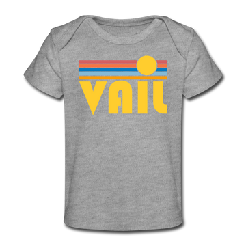 Vail, Colorado Baby T-Shirt - Organic Retro Sun Vail Infant T-Shirt - heather gray