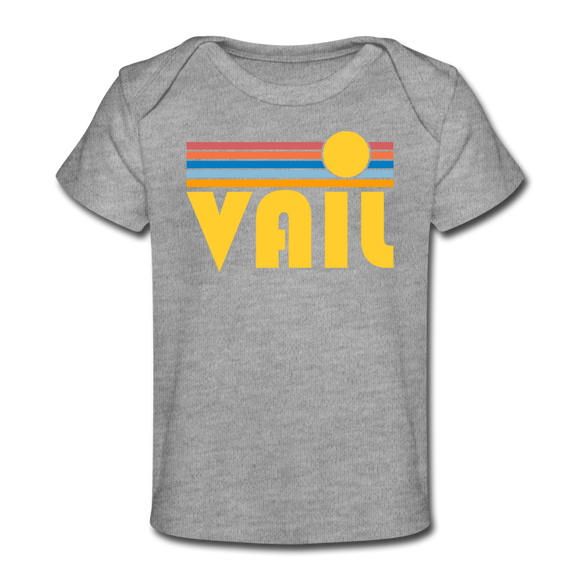 Vail, Colorado Baby T-Shirt - Organic Retro Sun Vail Infant T-Shirt - heather gray