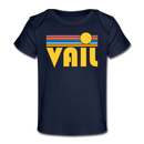 Vail, Colorado Baby T-Shirt - Organic Retro Sun Vail Infant T-Shirt - dark navy