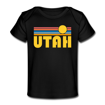 Utah Baby T-Shirt - Organic Retro Sun Utah Infant T-Shirt - black