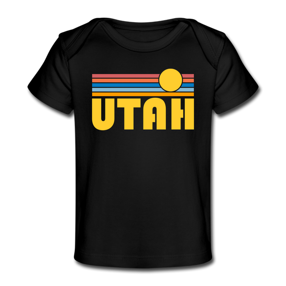 Utah Baby T-Shirt - Organic Retro Sun Utah Infant T-Shirt - black