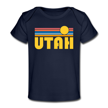 Utah Baby T-Shirt - Organic Retro Sun Utah Infant T-Shirt - dark navy