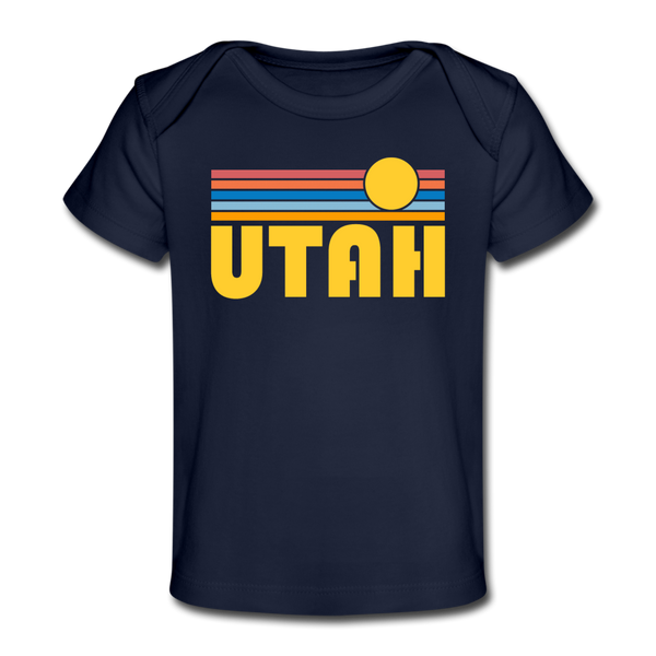 Utah Baby T-Shirt - Organic Retro Sun Utah Infant T-Shirt - dark navy