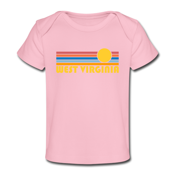 West Virginia Baby T-Shirt - Organic Retro Sun West Virginia Infant T-Shirt - light pink