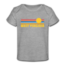 West Virginia Baby T-Shirt - Organic Retro Sun West Virginia Infant T-Shirt - heather gray