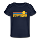 West Virginia Baby T-Shirt - Organic Retro Sun West Virginia Infant T-Shirt - dark navy