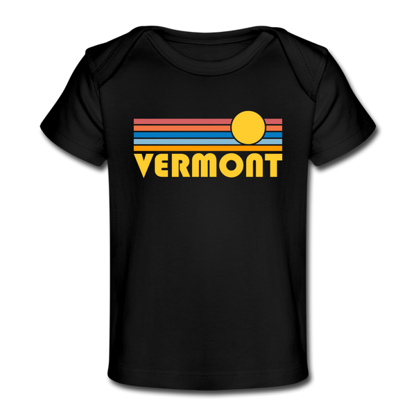 Vermont Baby T-Shirt - Organic Retro Sun Vermont Infant T-Shirt - black