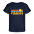 Vermont Baby T-Shirt - Organic Retro Sun Vermont Infant T-Shirt - dark navy