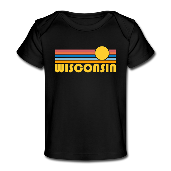 Wisconsin Baby T-Shirt - Organic Retro Sun Wisconsin Infant T-Shirt - black