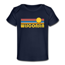 Wisconsin Baby T-Shirt - Organic Retro Sun Wisconsin Infant T-Shirt - dark navy