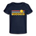 Wisconsin Baby T-Shirt - Organic Retro Sun Wisconsin Infant T-Shirt - dark navy