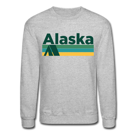 Alaska Sweatshirt - Retro Camping Alaska Crewneck Sweatshirt - heather gray