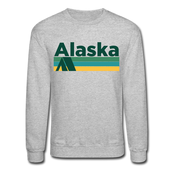 Alaska Sweatshirt - Retro Camping Alaska Crewneck Sweatshirt - heather gray
