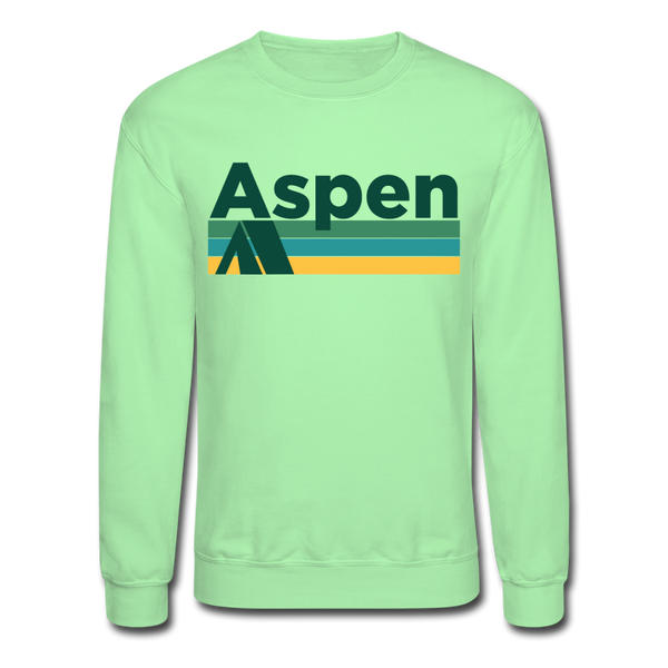 Aspen, Colorado Sweatshirt - Retro Camping Aspen Crewneck Sweatshirt - lime